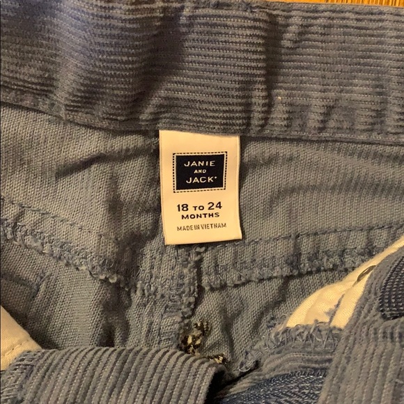 2 Janie & Jack Corduroy pants 18-24 + 2T Reindeer Blue & Solid Gray - Picture 5 of 11